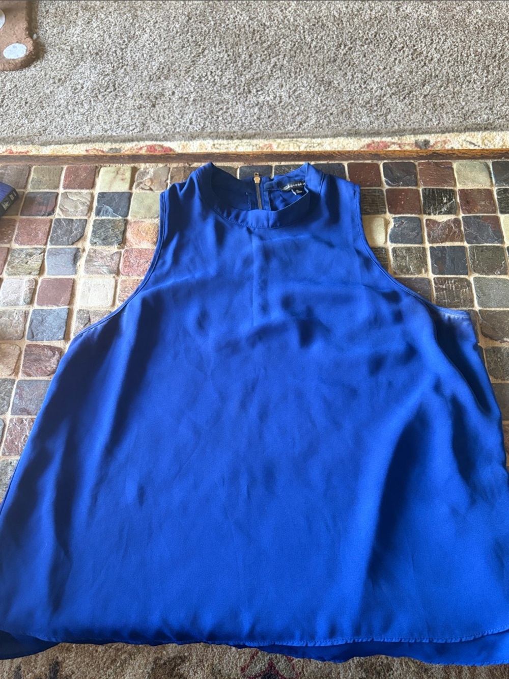 Shinestar Royal Blue High-Neck Sleeveless Tank